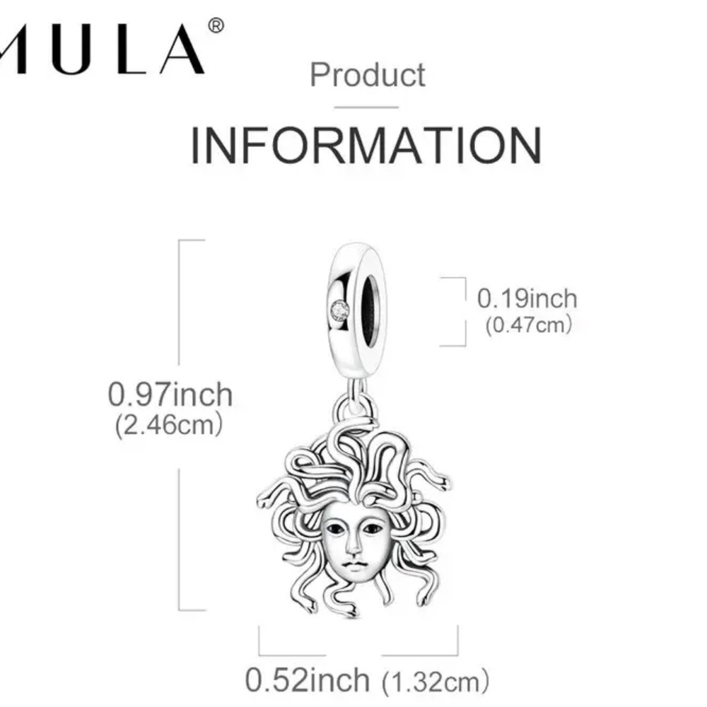 Silver Medusa Charm - Picture 2 of 3